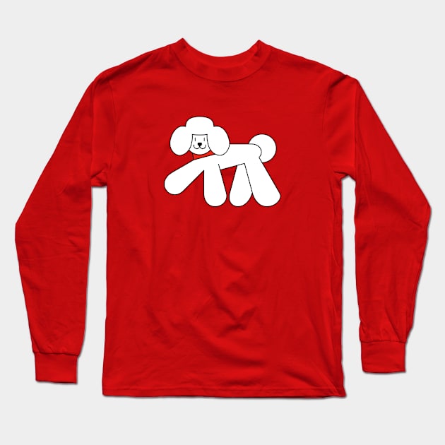 Walking White Poodle Dog Long Sleeve T-Shirt by wombatbiscuits